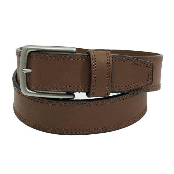 Lucky Brand Brown Leather Brass Belt Tobacco Chestnut Medium Brown Minimal Belt - Picture 10 of 10